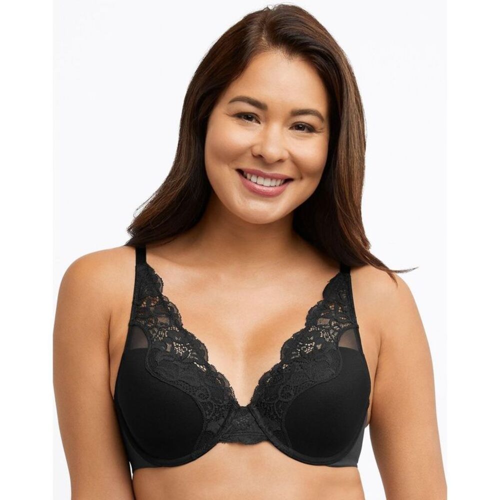 Bali One Smooth U Comfort Stretch Lace Underwire Bra Black 38DD Women's
